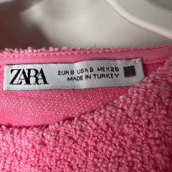 Zara Pink Jacquard Textured Terry Mini Dress Size Small - Picture 6 of 8